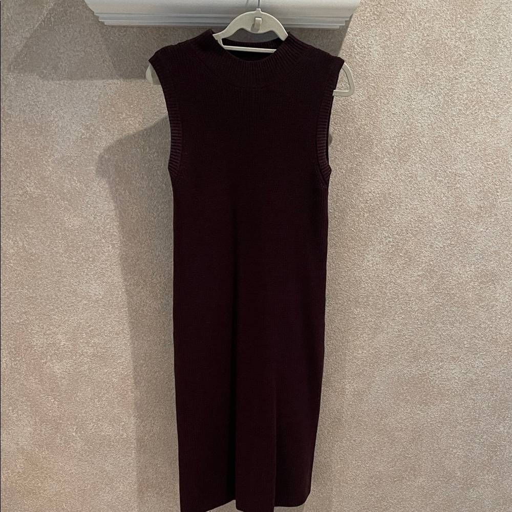 Elegant Sleeveless Brown sweater Dress